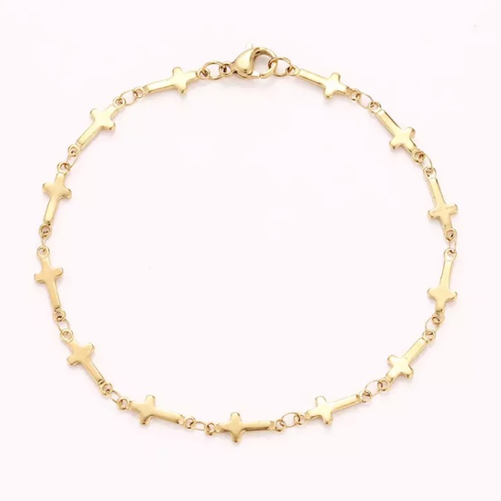 🎉 New Gold Plated Stainless Steel Cross Bracelet